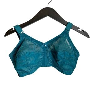 NWT Telimussto Teal Bra 34DDD New No Underwire Lace Pearl